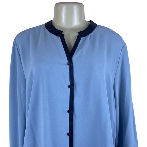 Alfani Womens Blue Polyester Button-Down Long-Sleeve Blouse Size 16 - Picture 4 of 7